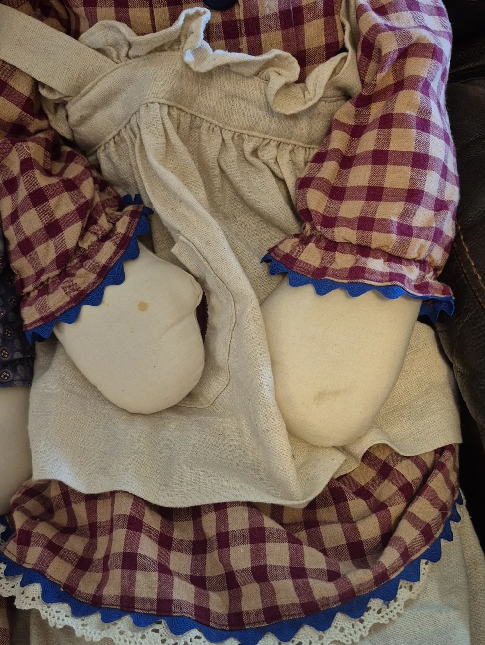 Raggedy Ann Andy Large Dolls Vintage Style Yarn Hair Cotton Clothes 70s 80s 36